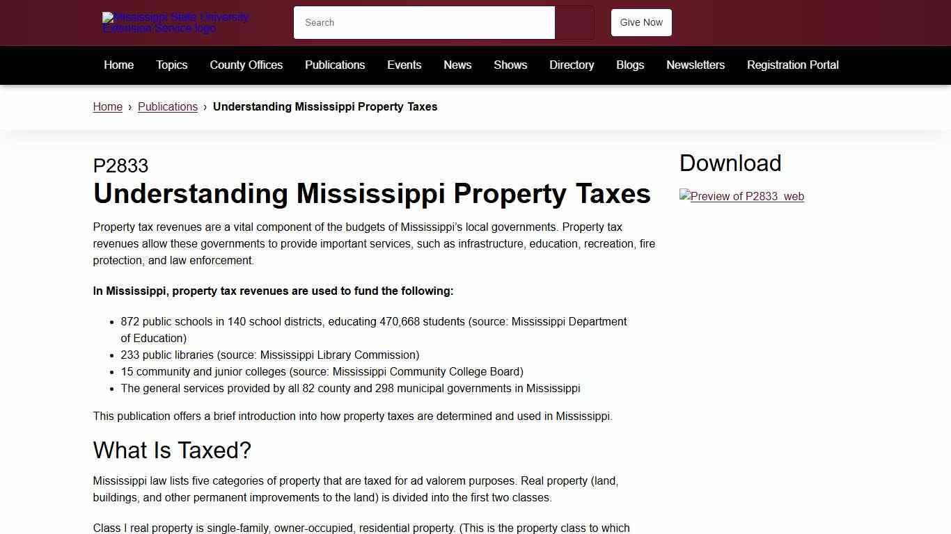 Understanding Mississippi Property Taxes Mississippi State University Extension Service