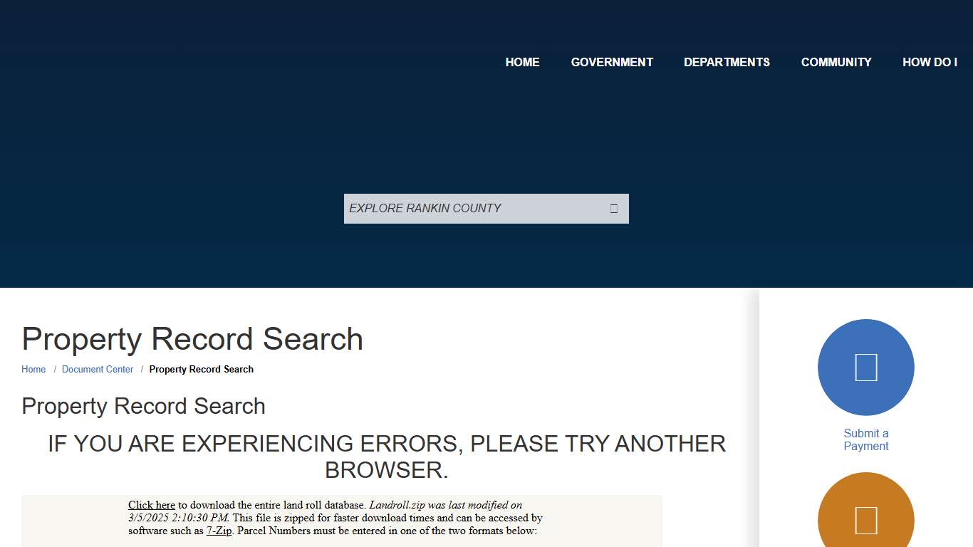Document Center / Property Record Search / Rankin County, Mississippi
