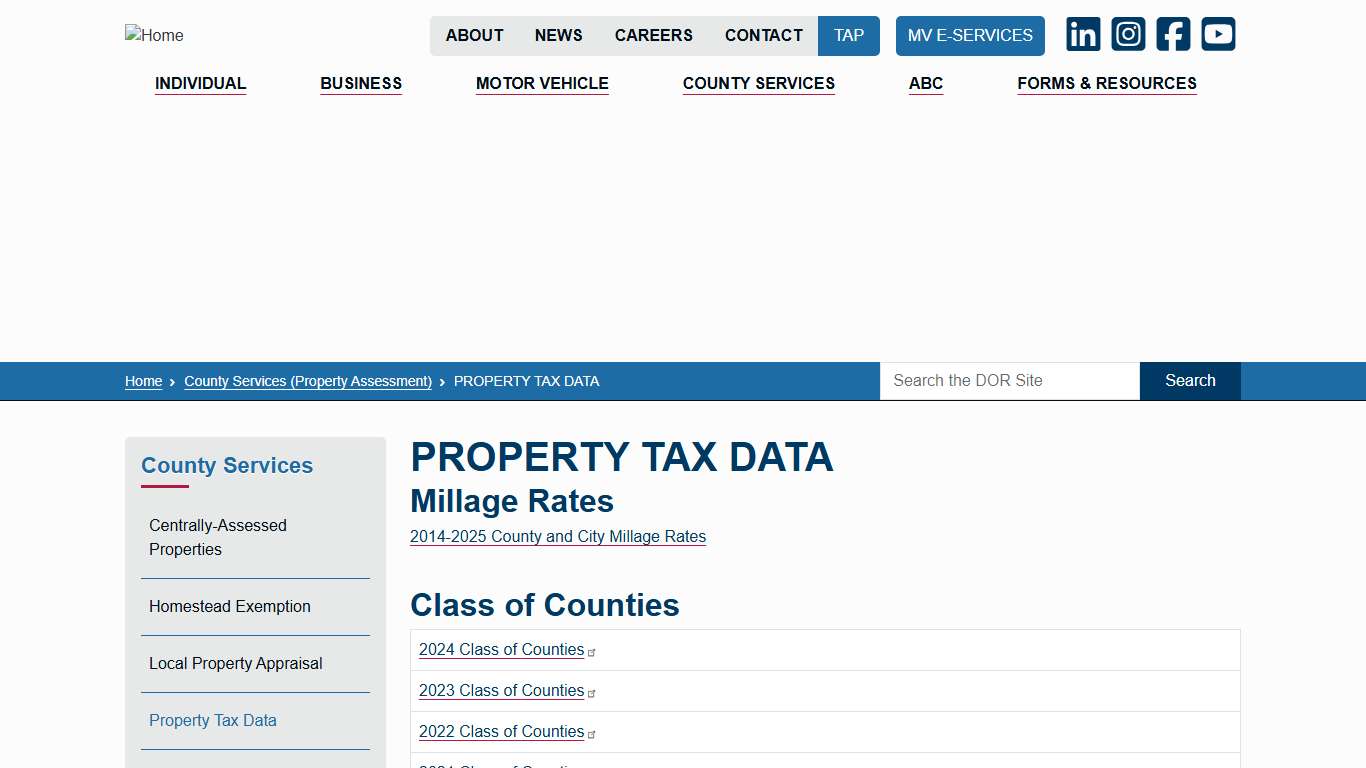 PROPERTY TAX DATA Mississippi Department of Revenue